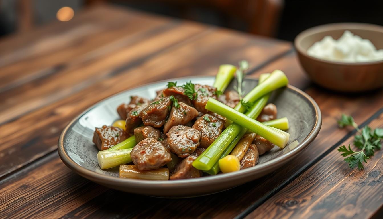 chicken liver with celery