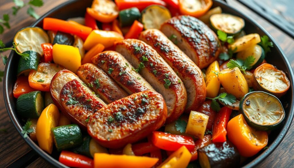 one-pan chicken sausage dinner