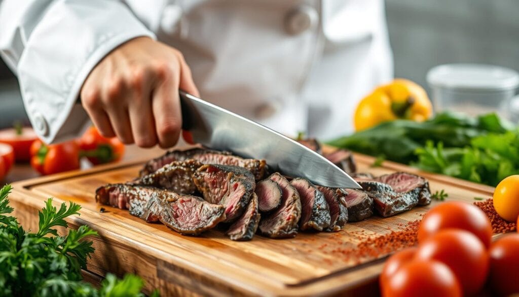 slicing beef