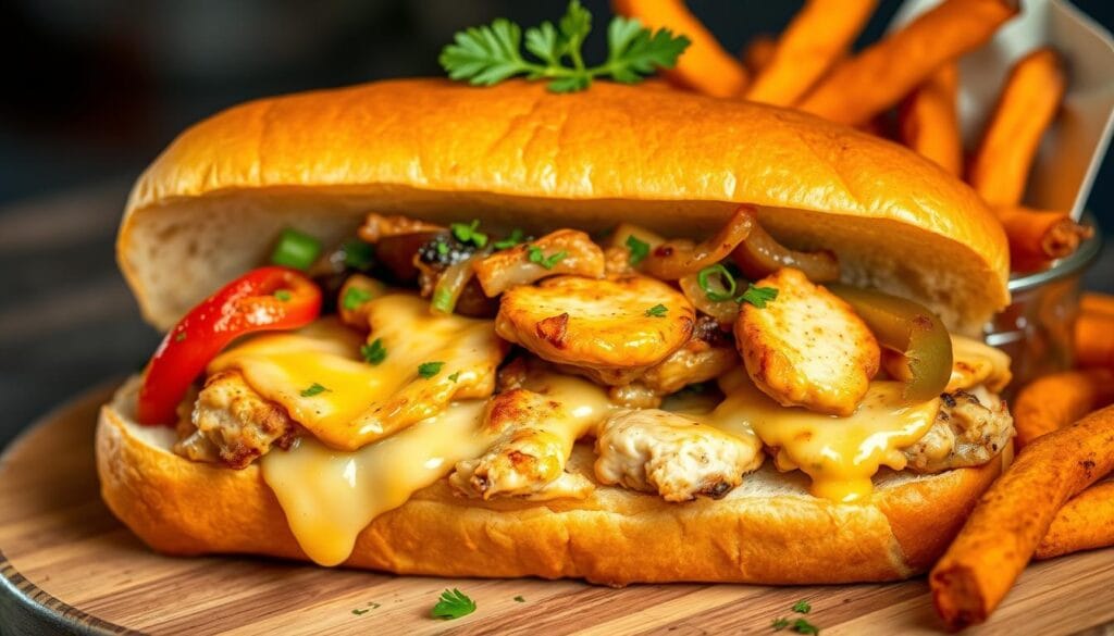 chicken cheese steak sandwich