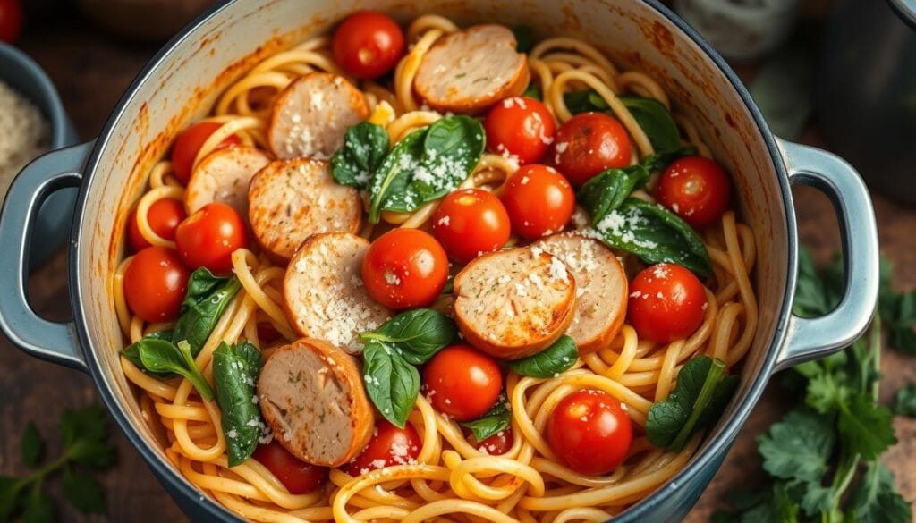 one-pot chicken sausage pasta